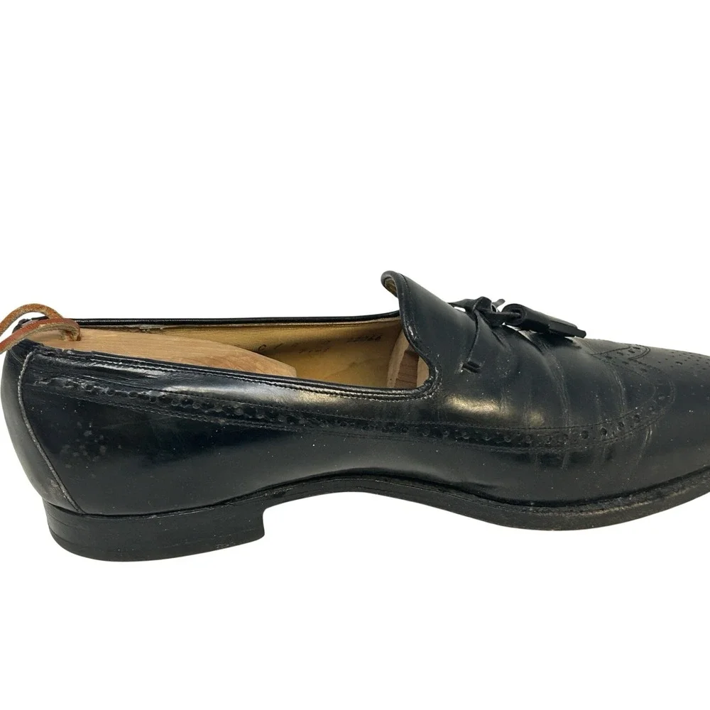 Johnston & Murphy Black Wingtip Tassel Loafers 11.5C Leather‎ Dress Shoes